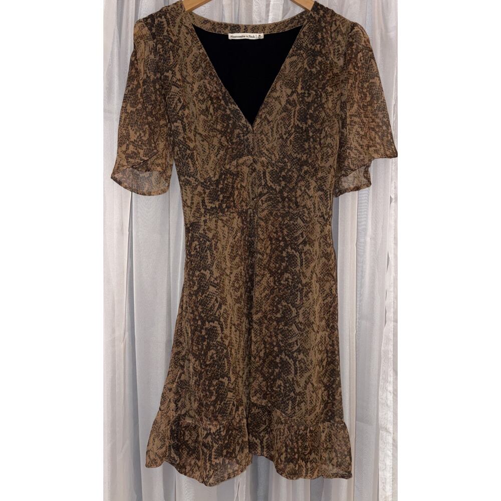 Abercrombie & Fitch Womens Mini Dress Sz Medium Snake Print Sheer 90s Grunge - Picture 2 of 11